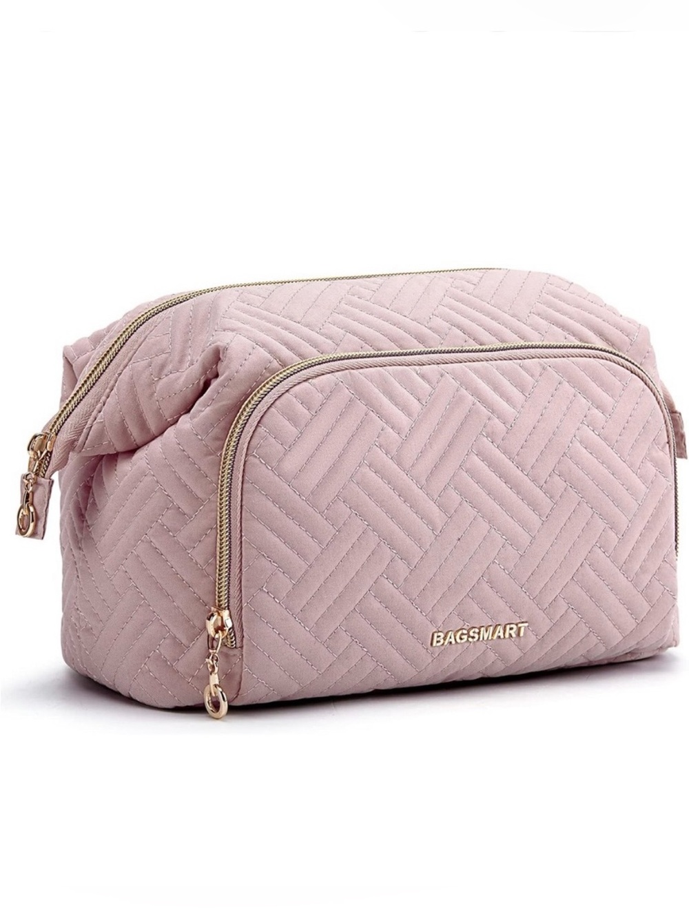 Bagsmart Quilted Cosmetic Bag - Pink